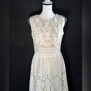 Stunning / Elegant Cream Lace Sleeveless Tommy Hilfiger Dress - Formal